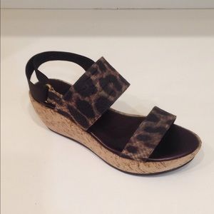Amalfi Brown Animal Print Double Strap Platform